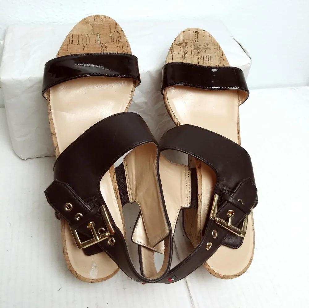 Tommy Hilfiger Maite 7M Slingback Cork Wedge Sandals Shoes